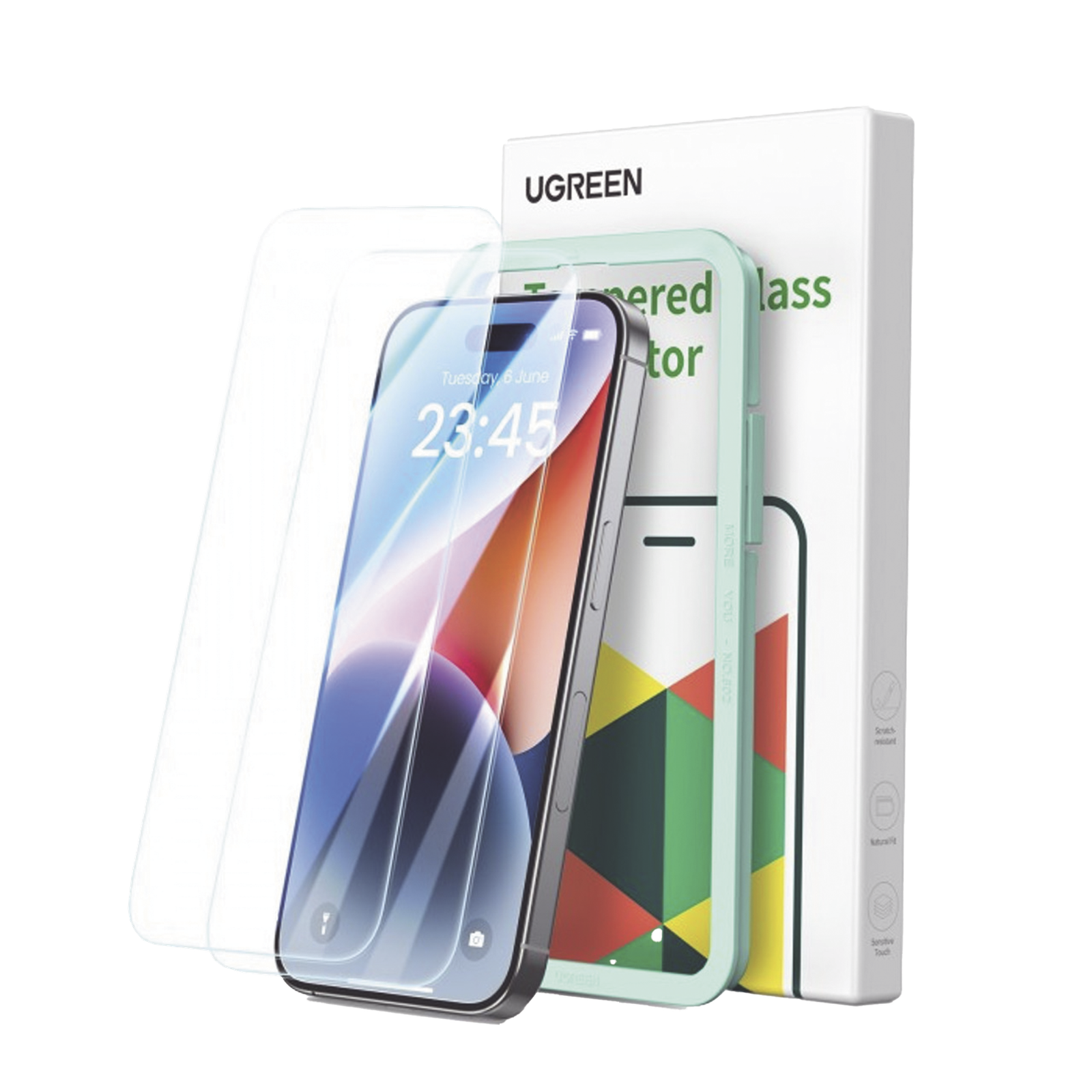 Protector de pantalla UGREEN HD con marco de instalación para iPhone 16 Pro Max (paquete de 2)