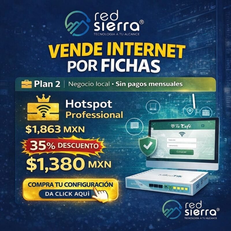 Hotspot Profesional – Plan 2 | Venta de Internet por Fichas (Sistema Local)