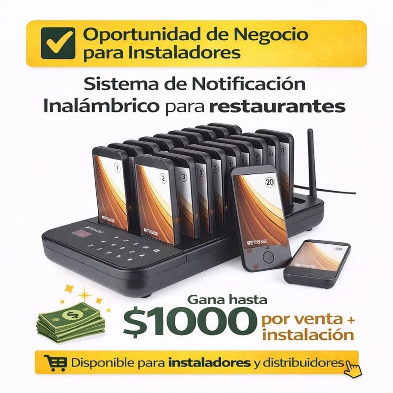 Sistema de Notificación Inalámbrico para Restaurantes RETEKESS TD173