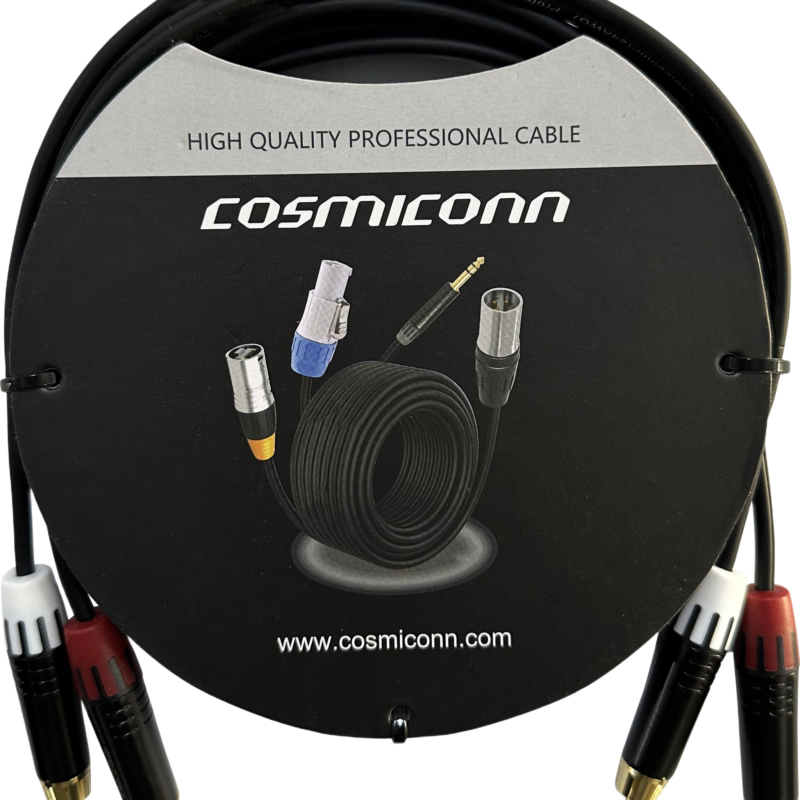 Cable 2 RCA x 2 RCA, conectores negros, con diferenciador de blanco y rojo (2x MT380-RD - 2x MT380-WH), length 3m