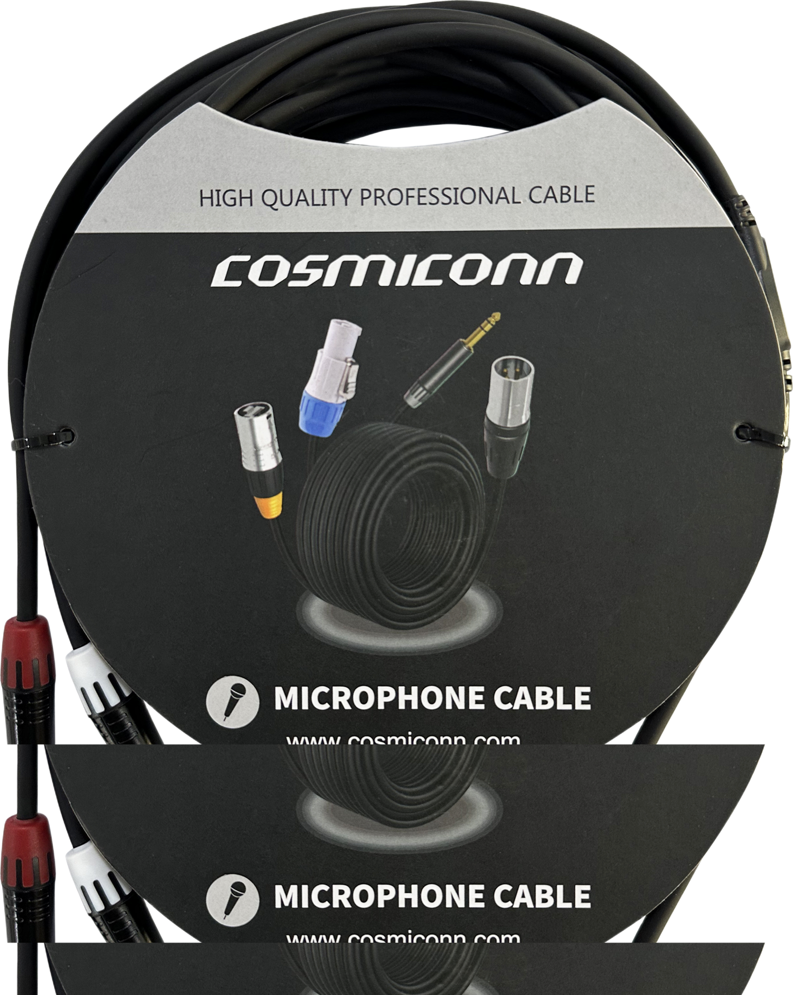 Cable 3.5mm a 2 RCA, conectores negros, con diferenciador de blanco y rojo en RCA MT380-RD - MT380-WH - MTP3C-BG, length 5m