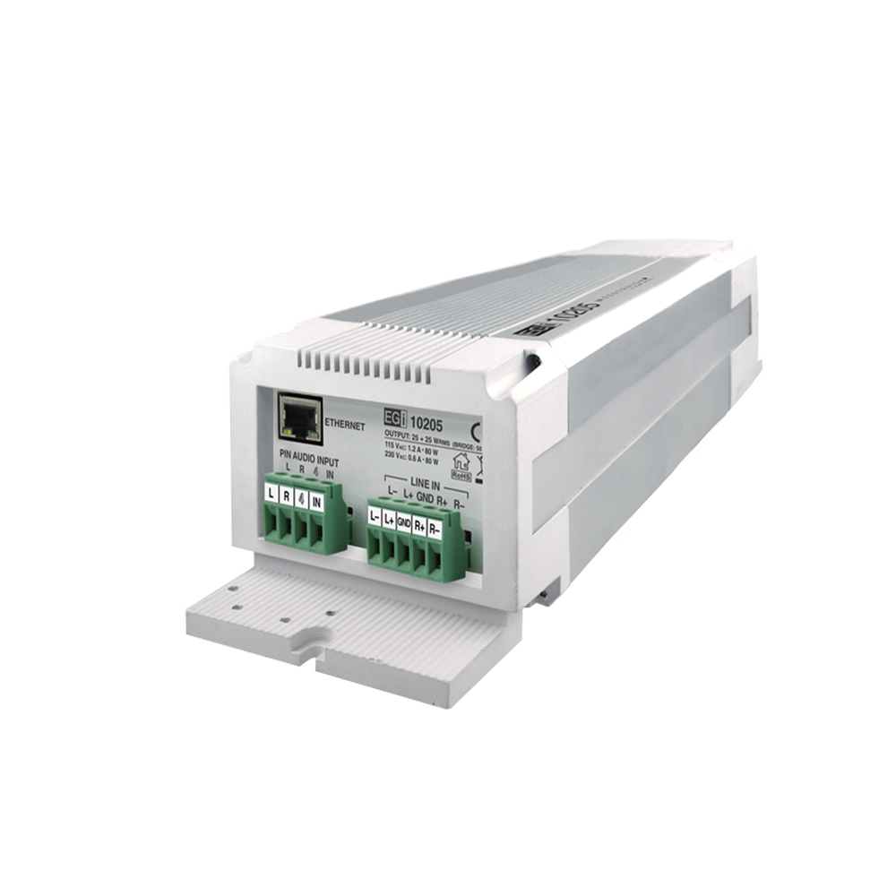 ETAPA DE POTENCIA DE AUDIO IP 2X25W O 1X50W EN FORMATO CARRIL DIN ESTÉREO/MONO