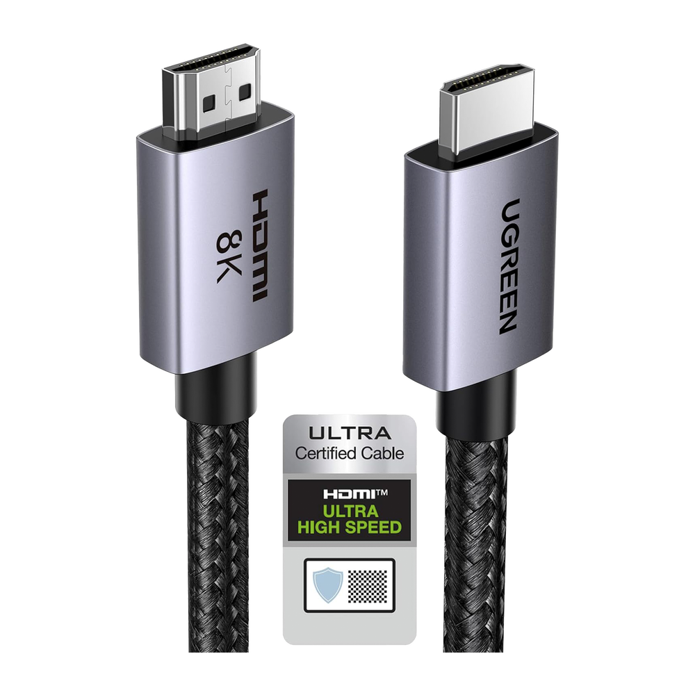 Cable HDMI 2.1 de 8K@60Hz | 2 m | 48Gbps | HDR10+ | 3D Inversivo| eARC | Dolby ATMOS |   VVR | QMS | QFT | ALLM | 3 modos de Visualización | Certificado HDMI 8K | Niquelado | Nylon Trenzado | Carcasa de Aluminio.