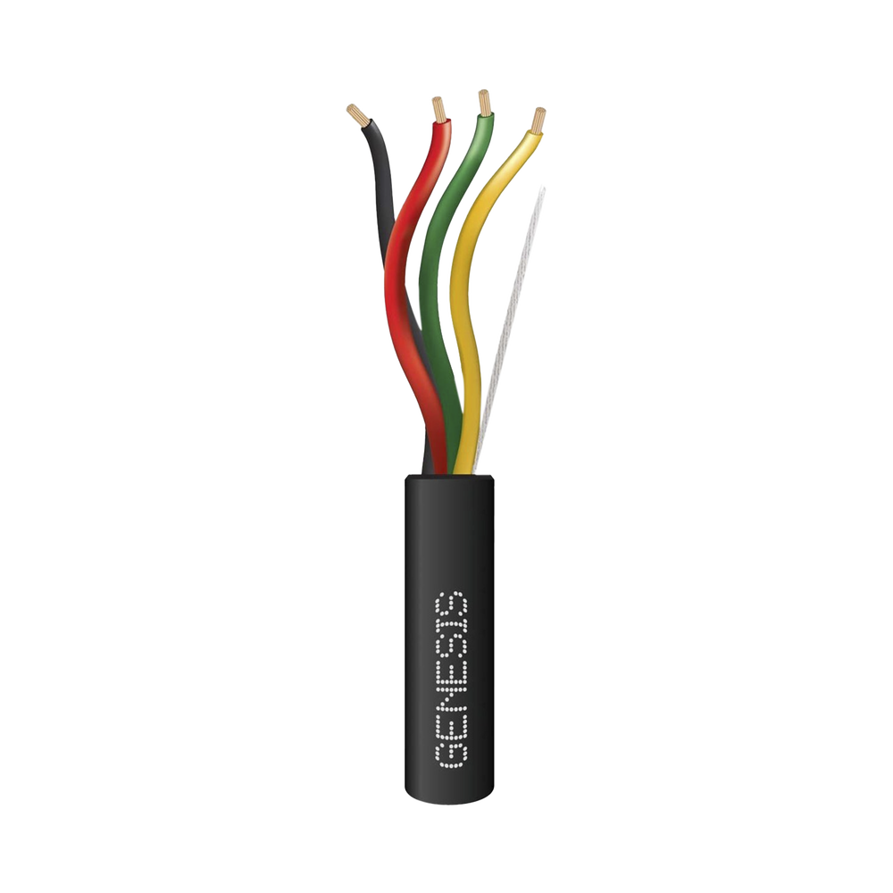 Carrete de Cable 305 Metros (1000 Pies) / 4 x 18 AWG / Cable Direct Burial / Para Uso en Intemperie / Uso en Aplicaciones en Sistemas de Detección de Incendio, Sistemas de Evacuación, Control de Acceso