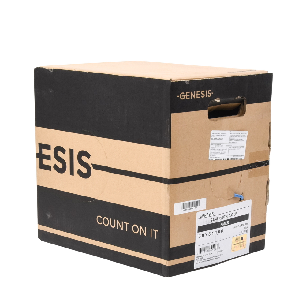 Bobina de 305 Metros Cable Par Trenzado Nivel 5 (CAT 5e) / CMR / Color Azul / 4 Pares de Conductores Sólidos de Cobre AWG 24 / Para Aplicaciones de CCTV, Redes de datos, IP Megapixel, Control RS485