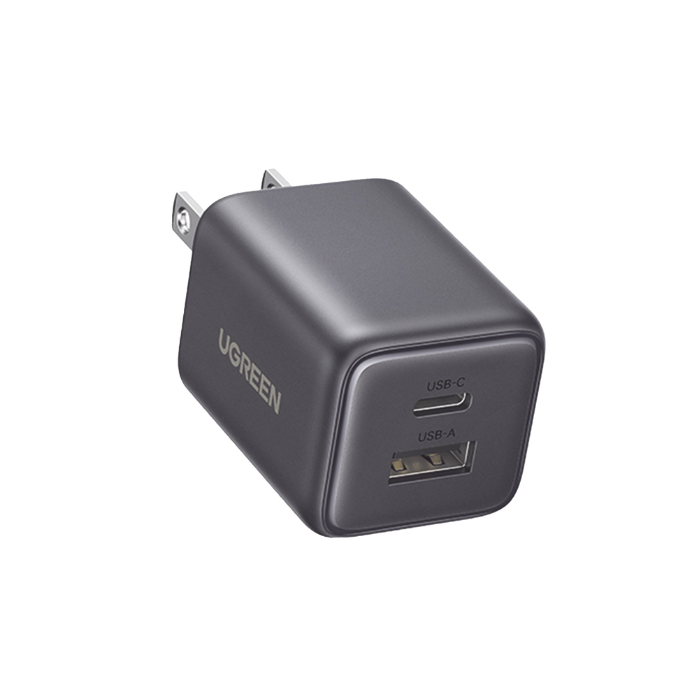 Cargador rápido GaN 1A1C de 20 W y 2 puertos