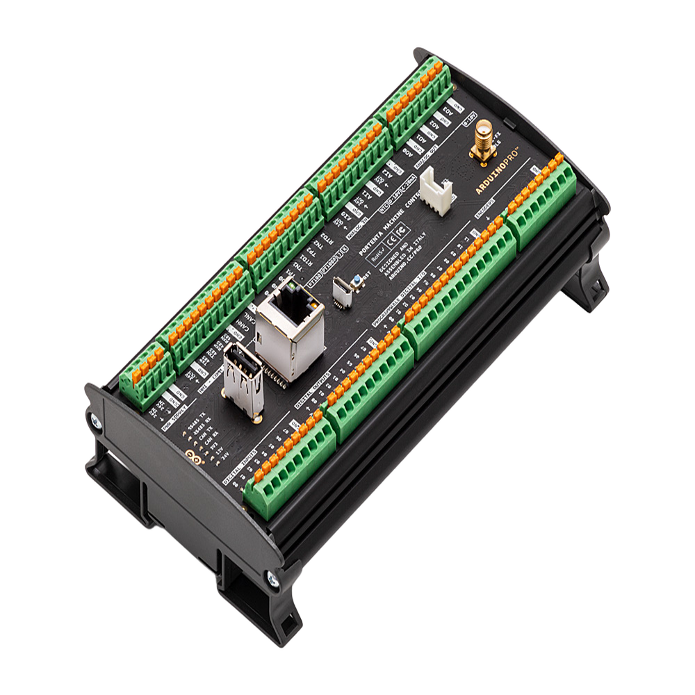Controlador Industrial Arduino Portenta Machine Control / STM32H747XI Dual Cortex / 24V DC / 8 Entradas Digitales / 8 Salidas Digitales / 12 I/O Programables / 3 Entradas Analógicas / 4 Salidas Analógicas / 3 Canales Temperatura / CAN / Ethe