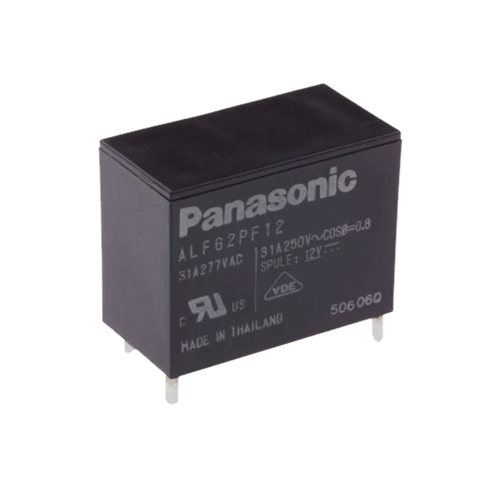 Relevador de 4 pines para tarjetas impresas Through-Hole de 12 Vcc, 31 Amp.