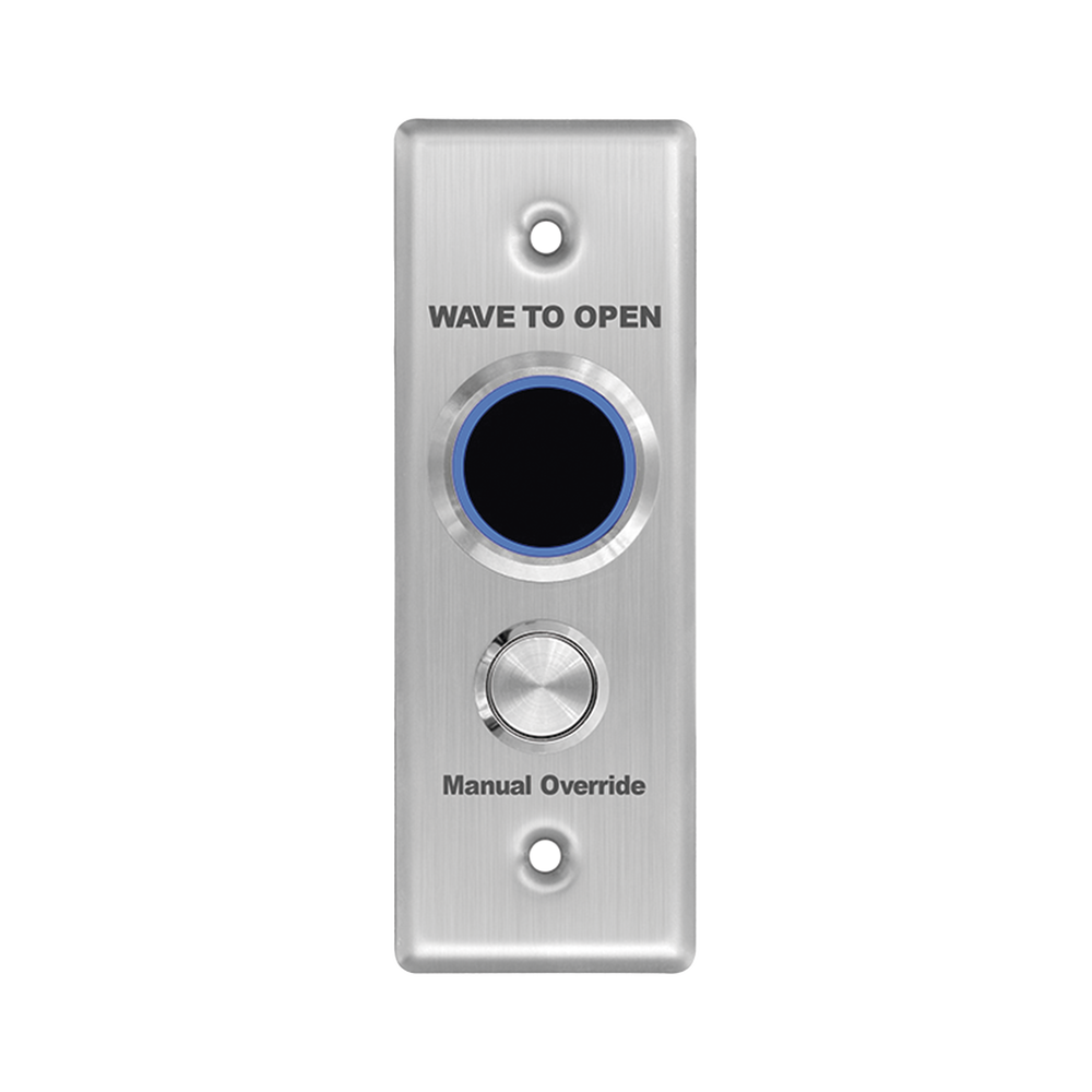 Botón de Salida Doble con Aro Iluminado / IP65 / Diseño Estético Delgado / Temporizador y Distancia Ajustable / Botón Sin Contacto y Botón de Contacto en uno solo