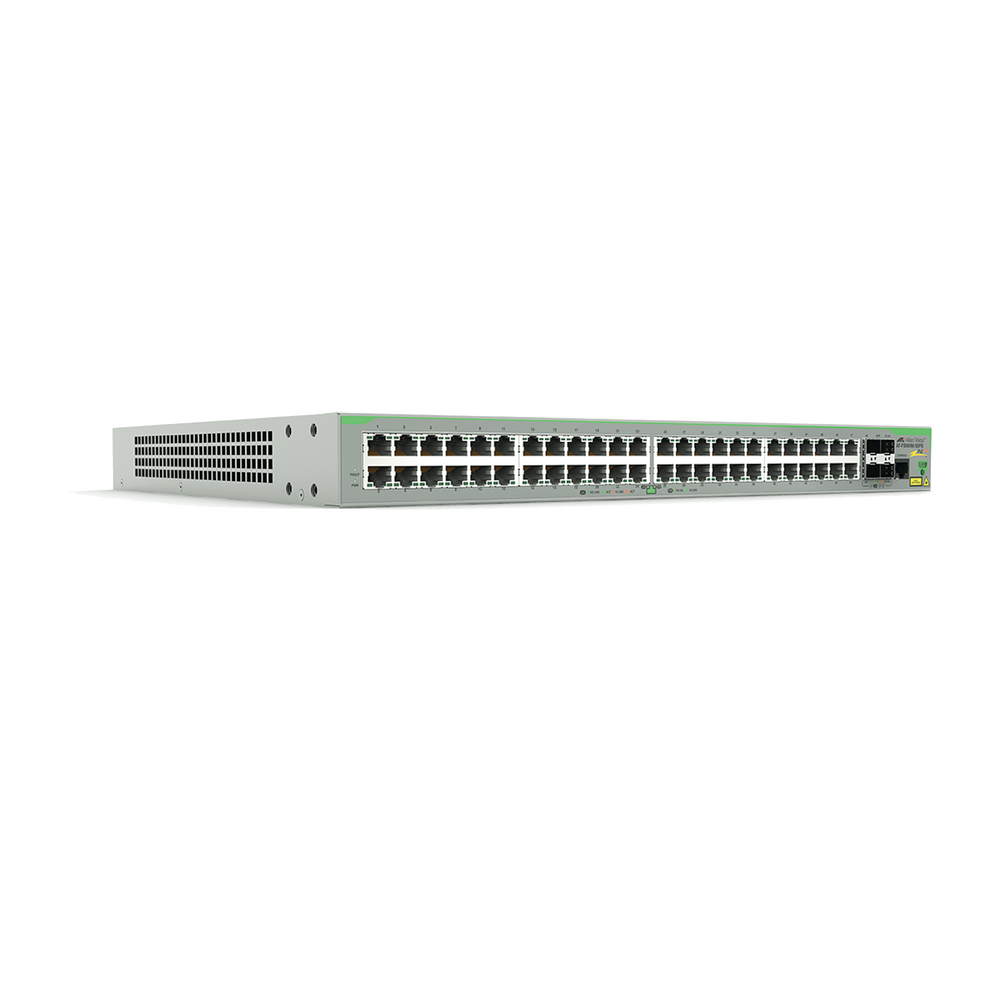 Switch PoE+ Administrable CentreCOM FS980M, Capa 3 de 48 Puertos 10/100Mbps + 4 SFP Gigabit, 375W