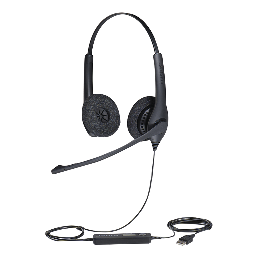 Jabra Biz 1500 Duo, auricular profesional con cancelación de ruido, ideal para contact center con conexión USB (1559-0159)