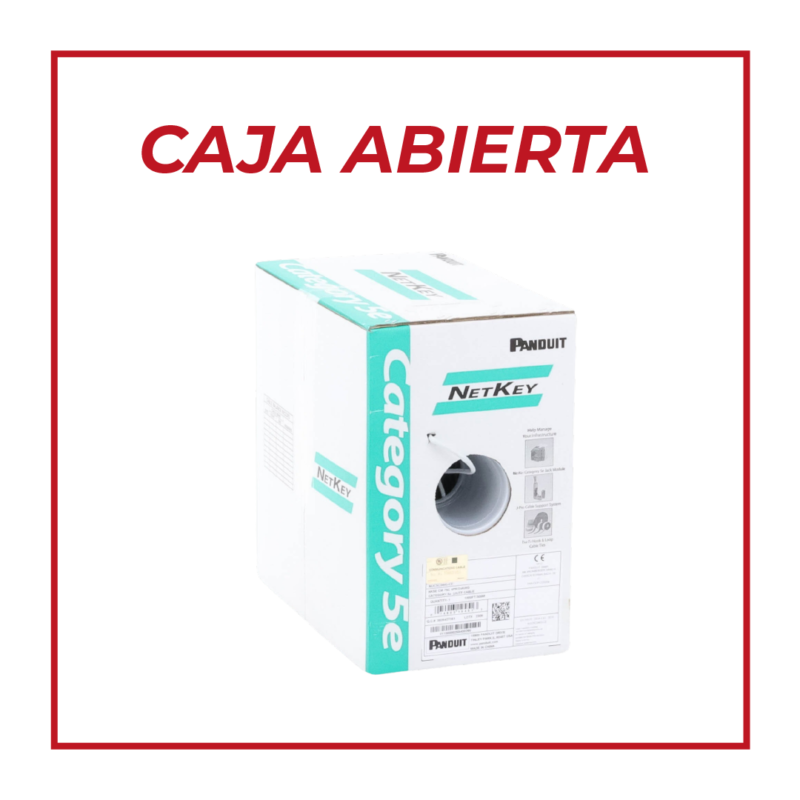 Bobina de Cable UTP 305 Metros (1000 Pies) de Cobre, NetKey, Gris Claro, Categoría 5e (24 AWG), PVC (CM), de 4 Pares (Caja Abierta)