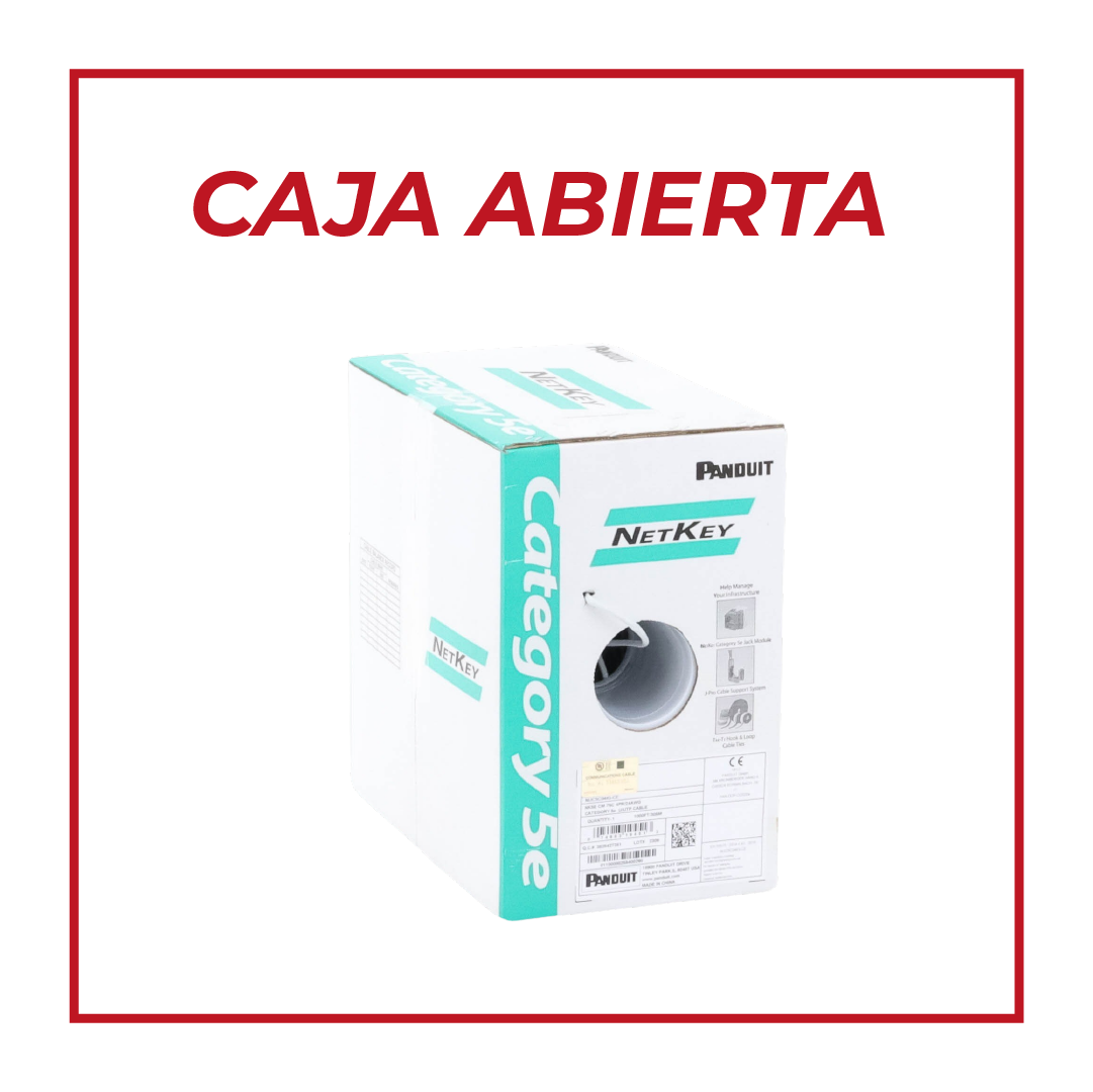 Bobina de Cable UTP 305 Metros (1000 Pies) de Cobre, NetKey, Gris Claro, Categoría 5e (24 AWG), PVC (CM), de 4 Pares (Caja Abierta)