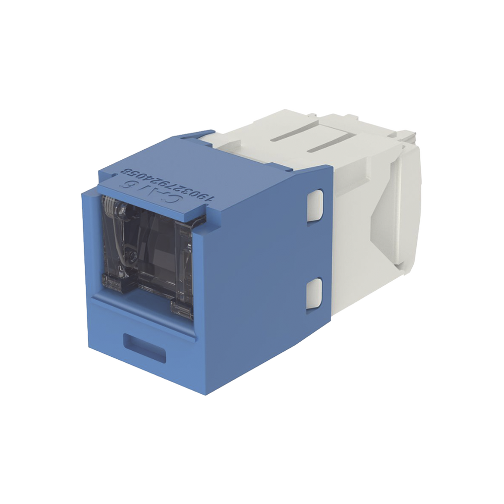 Conector Jack RJ45 Estilo TG con Ventana, Mini-Com, Categoría 6, de 8 posiciones y 8 cables, Color Azul