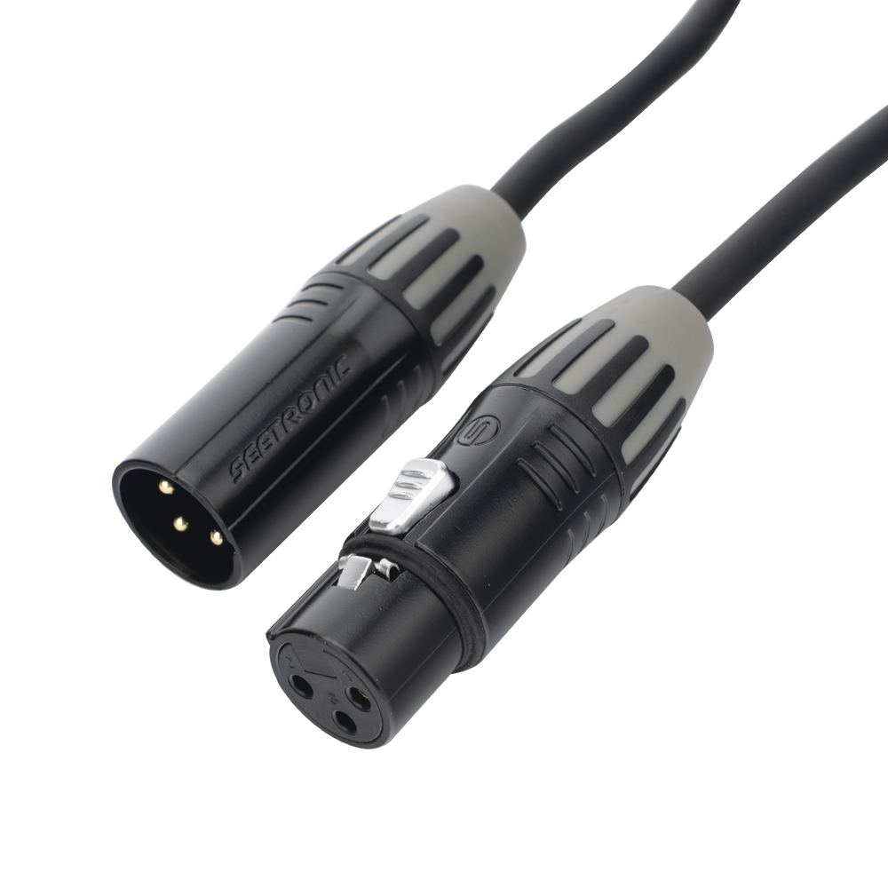 Cable XLR | 3 polos | Conector Hembra-Macho | Serie M | Carcasa Negra | Contactos Dorados | Ideal para Microfonía | Longitud 5m
