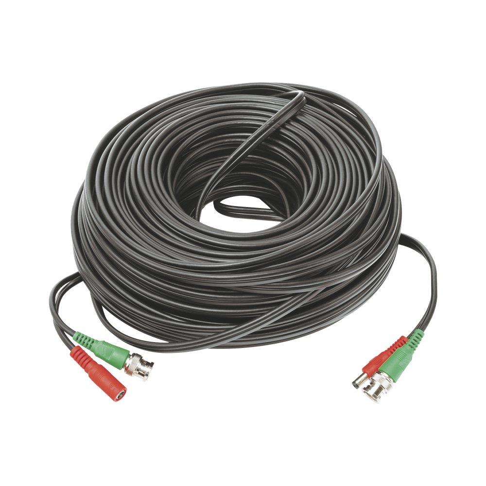 Cable Coaxial (BNC RG59) + Alimentación / SIAMES / 50 Metros (164 Pies) / 100% COBRE / Para Cámaras 4K / Uso Interior y Exterior