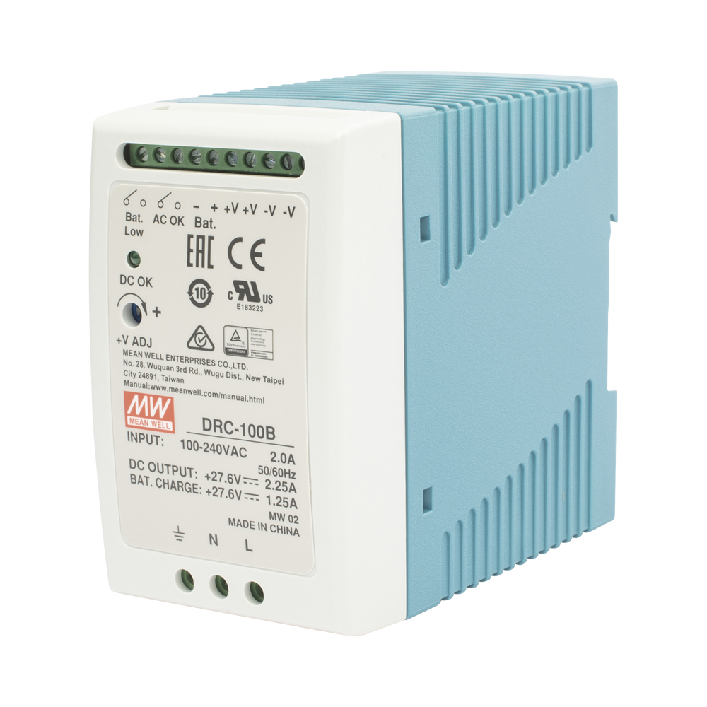 Fuente de poder Riel Din 24V, 100W con Cargador de Bateria