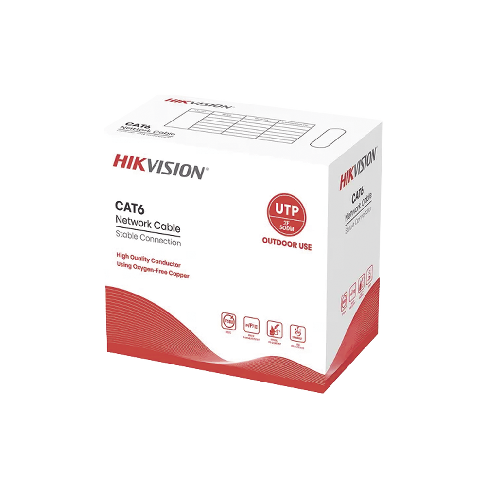 Bobina de Cable UTP 305 Metros (1000 Pies) / Cat 6 (24 AWG) / Color Negro / Uso en Exterior / 100% Cobre / Aplicaciones de CCTV y Redes de Datos