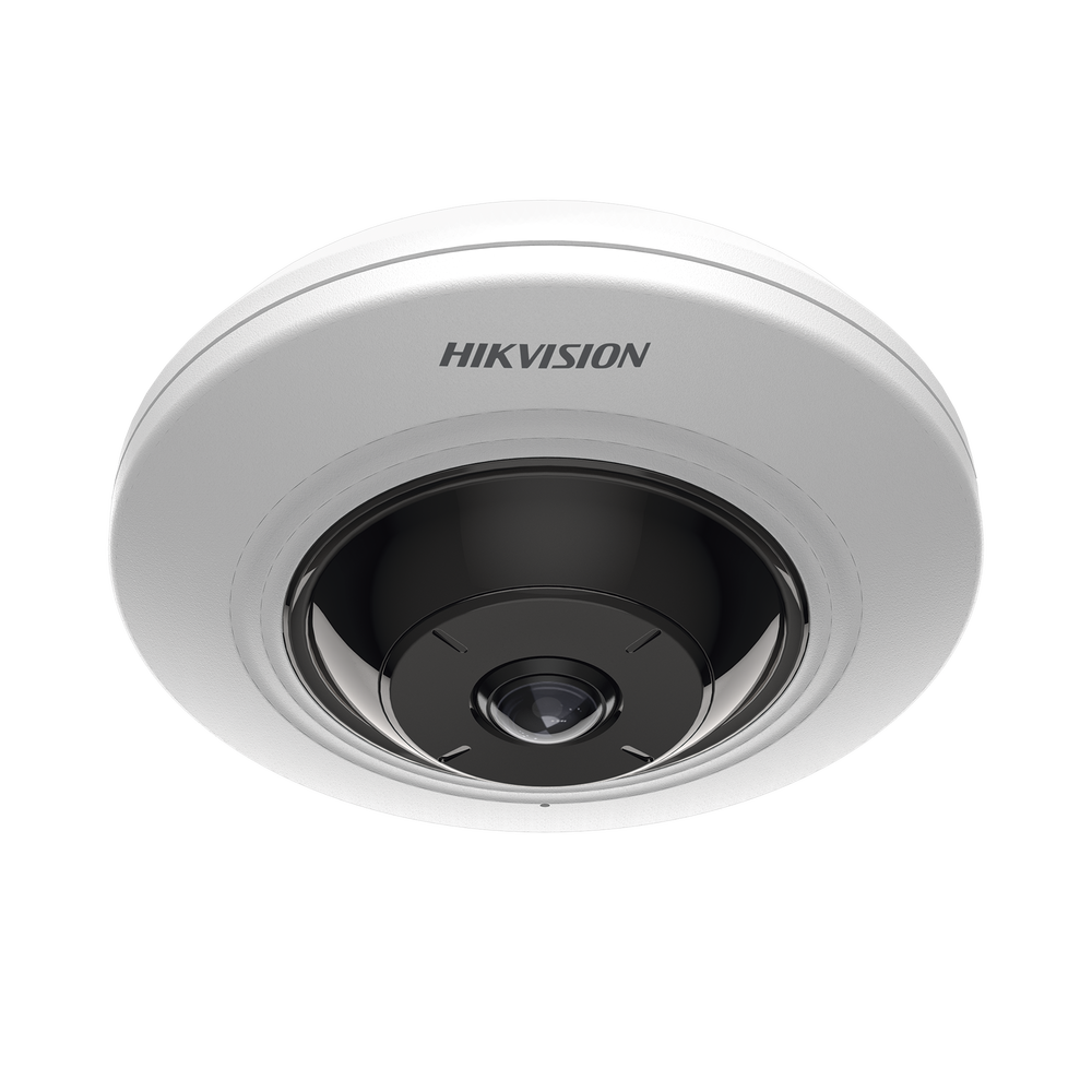 Mini Fisheye IP 5 Megapixel / Panorámica 180° - 360° / 8 mts IR / Interior / PoE / HEOP / ACUSENSE / Detección Facial / Microfono Integrado