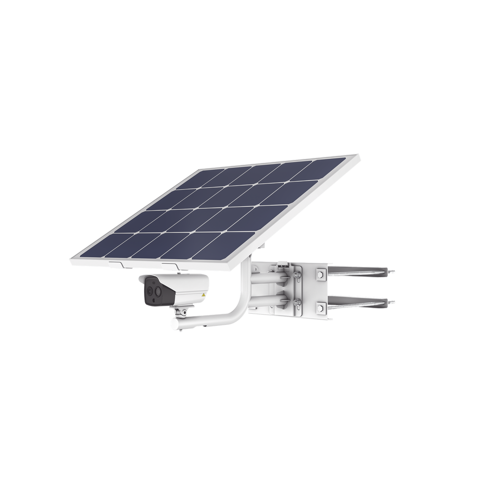 Kit Cámara Térmica Solar - Resolución 256 x 192 / Rango de temperatura -20°C a 150°C / Fusión de imagen bi-espectro / Alarma audible y estroboscópica / 4G LTE / Batería Lithium 360Wh / Panel solar 80W / IP