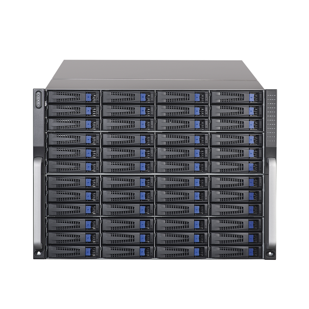Servidor de Almacenamiento Cluster / 48 BahÃ­as de Disco Duro / Controlador Simple / Graba 600 Canales IP / Fuente Redundante