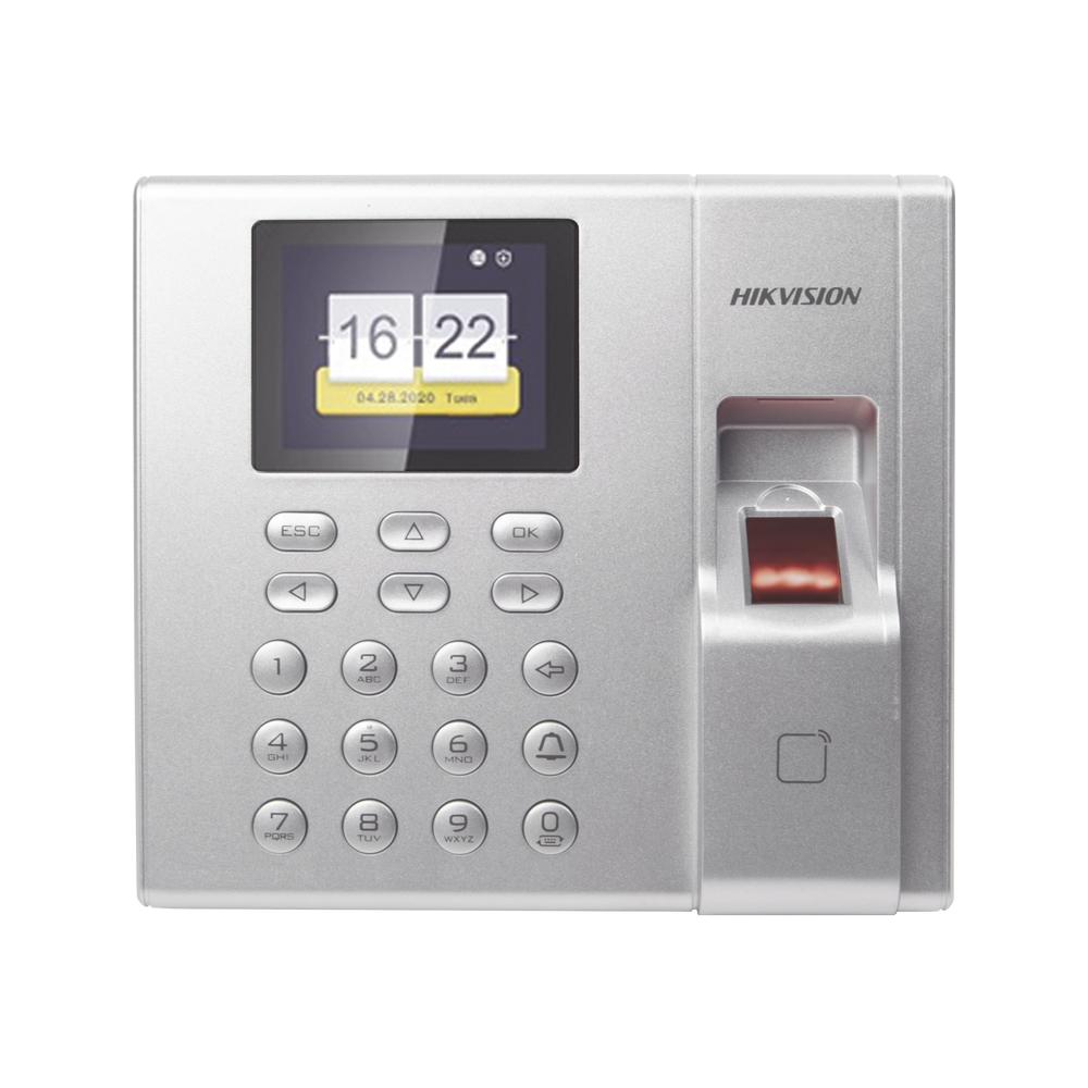 Terminal de Control de Acceso y Asistencia compatible con APP Hik-Connect (P2P) / Lectura de Huella y de Tarjetas EM / Soporta hasta 1000 Huellas / Relevador para Chapa / Software iVMS4200