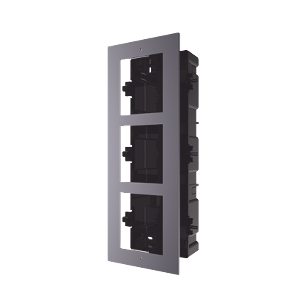 Base de 3 Espacios para EMPOTRAR Módulos de Videoporteros Hikvision