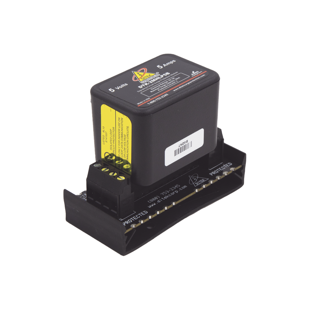 Protector modular para 2 pares, campo reemplazable, con base, circuito de 5 V