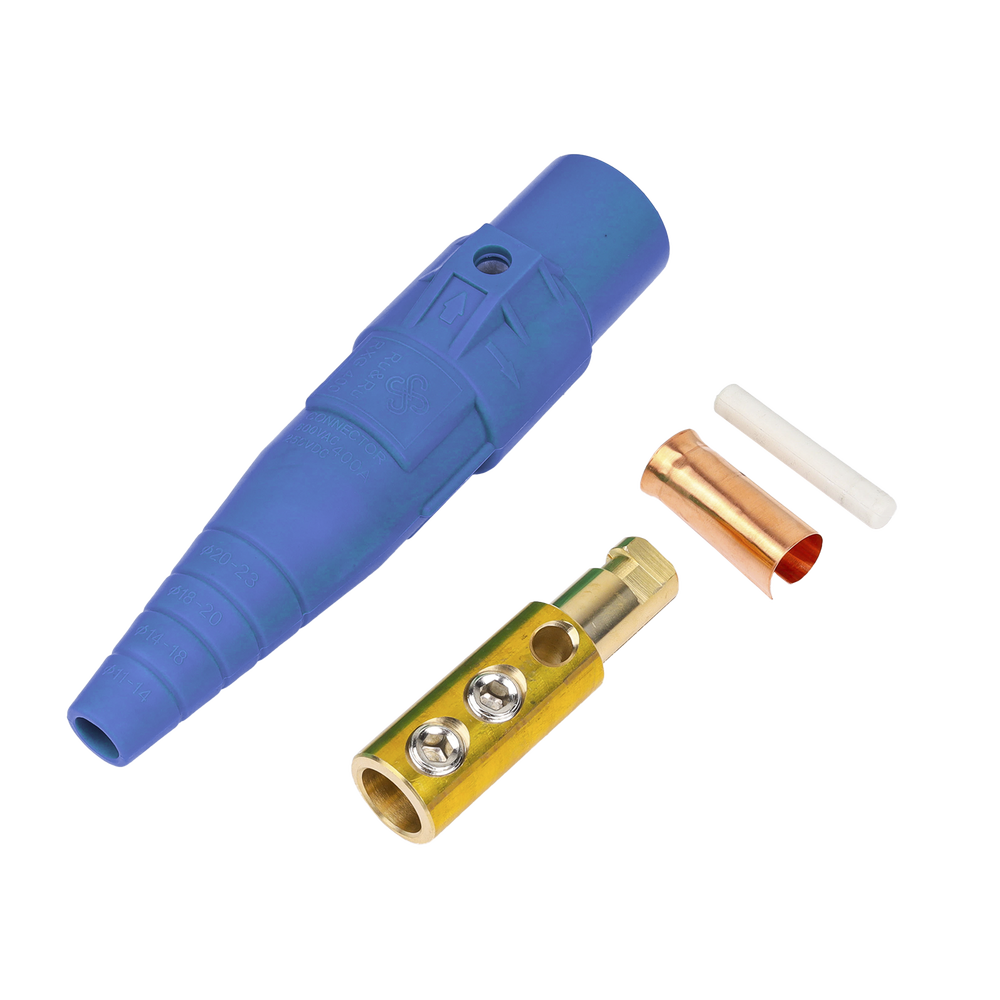 Conector Camlock Macho / 400 Amperes / 600V AC / Sección Cable 50-95 mm² / Abrazadera Compresión / Plástico Ingeniería / Múltiples Colores