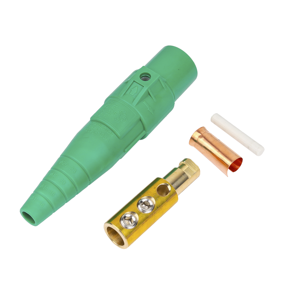 Conector Camlock Macho / 400 Amperes / AC 600V / Sección Cable 50-95 mm² / Abrazadera Compresión / Plástico Ingeniería / Varios Colores