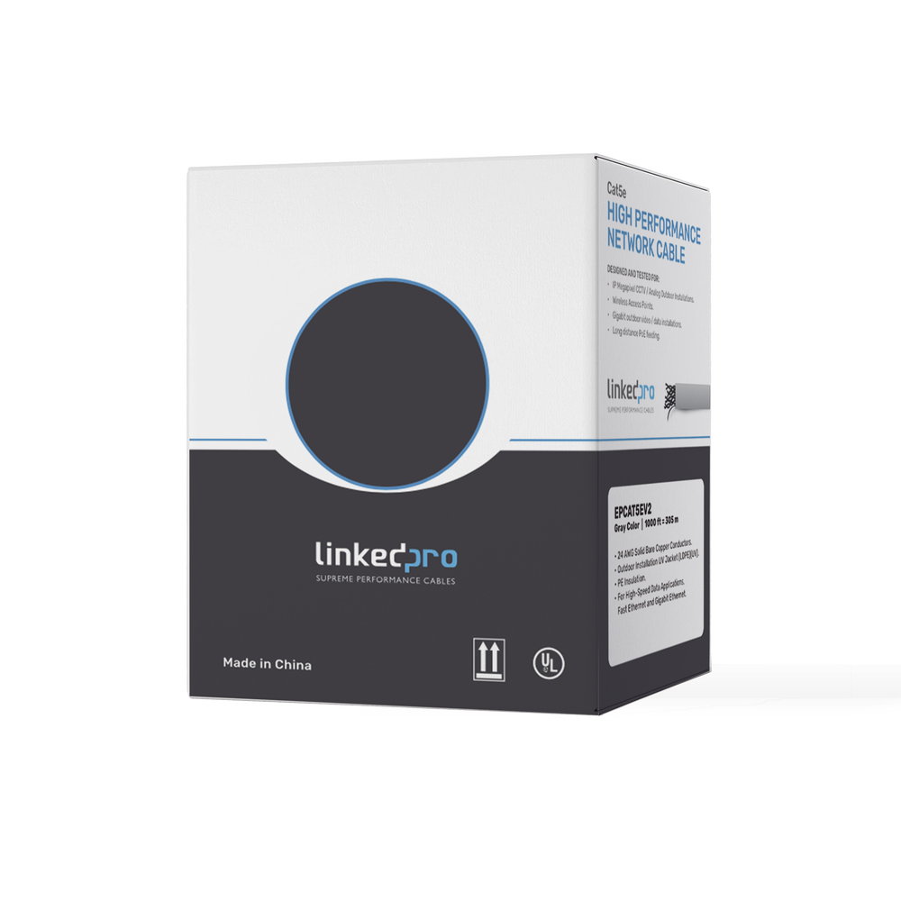Bobina de cable de 305 m ( 1000 ft ) Cat5e, Aleación de Cobre y Aluminio ( CCA ), color Gris, Uso Interior.