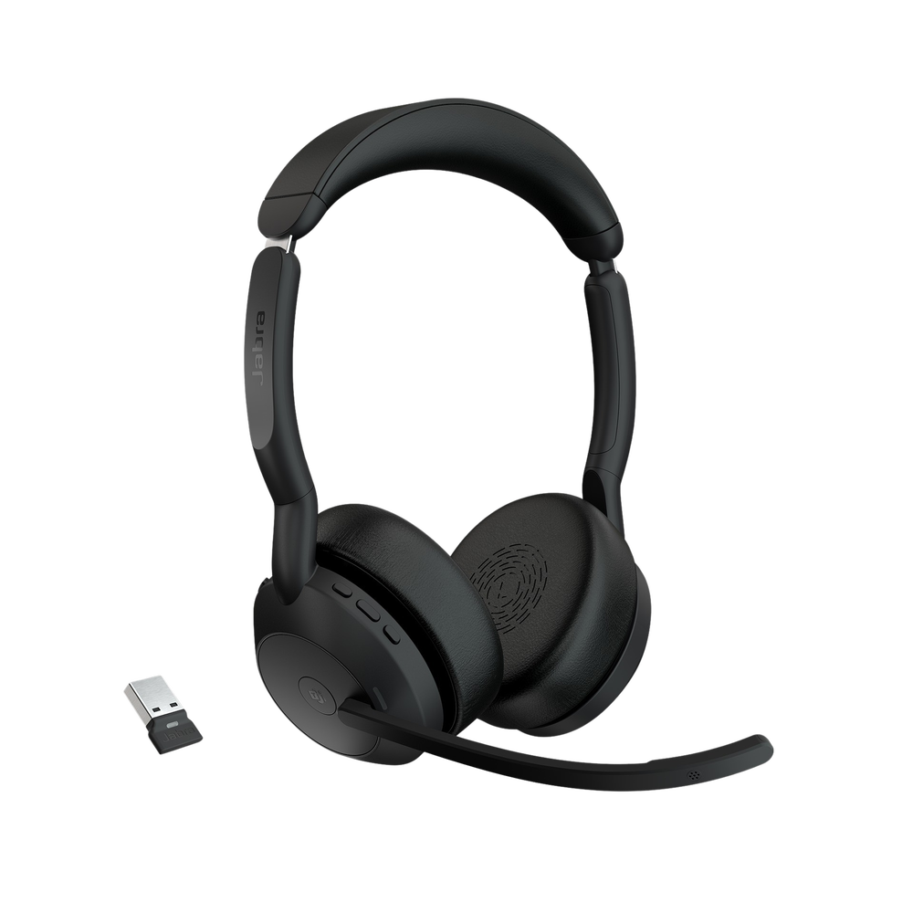 Jabra Evolve2 55, Auricular stereo versión MS, dongle USB-A con cancelación de ruido (25599-999-999)