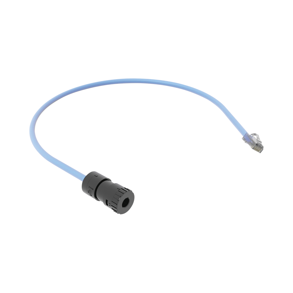 Cable de Conexión en Campo Jack a Plug RJ45, Categoría 6A, CMP (Plenum), 0.5 Metros, Color Azul
