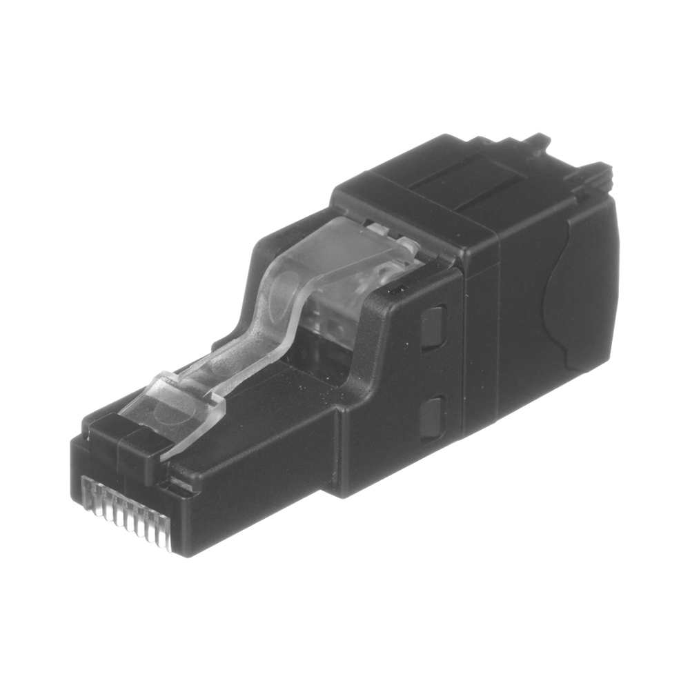 Plug RJ45 UTP, Instalación Recta, Terminación en Campo Certificable, Compatible con Cat5e, Cat6 y Cat6A, Color Negro