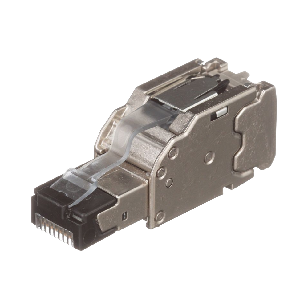 Plug RJ45 Blindado, Instalación Recta, Terminación en Campo Certificable, Compatible con Cat5e, Cat6 y Cat6A, Color Plata