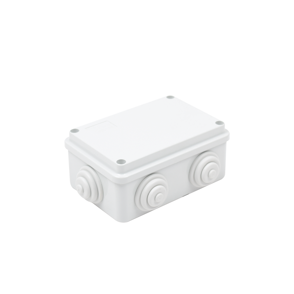 Caja Estanca de PVC Para DerivaciÃ³n y ConexiÃ³n, 6 Entradas, Tapa Atornillada, 120x80x50 mm (Ãrea interna), Uso Exterior IP55, Material que no Propaga el Fuego y Libre de HÃ¡logenos