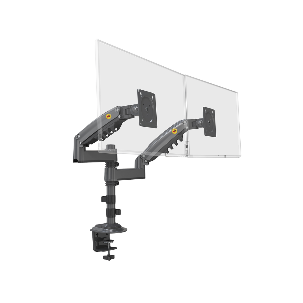 Montaje de Escritorio articulado para 2 monitores de 17 a 27" /  Soporta hasta 9kg por monitor / Vesa 75 x 75 / 100 x 100 / Acero / Rotación: 360°