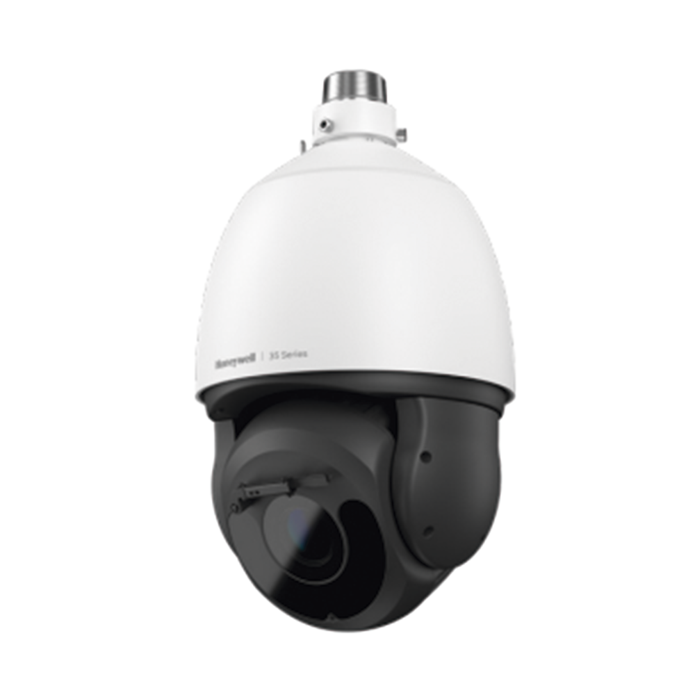 PTZ IP 5 Megapixel / 30X Zoom / 200 mts IR / H.265 / IA (Filtro de Humanos y Vehiculos) / Merodeo / PoE++ / Exterior IP67 / IK10 / ONVIF / NDAA / Serie 35 / 256 GB microSD / Audio E/S / Alarma E/S / Wiper / Honeywell Security