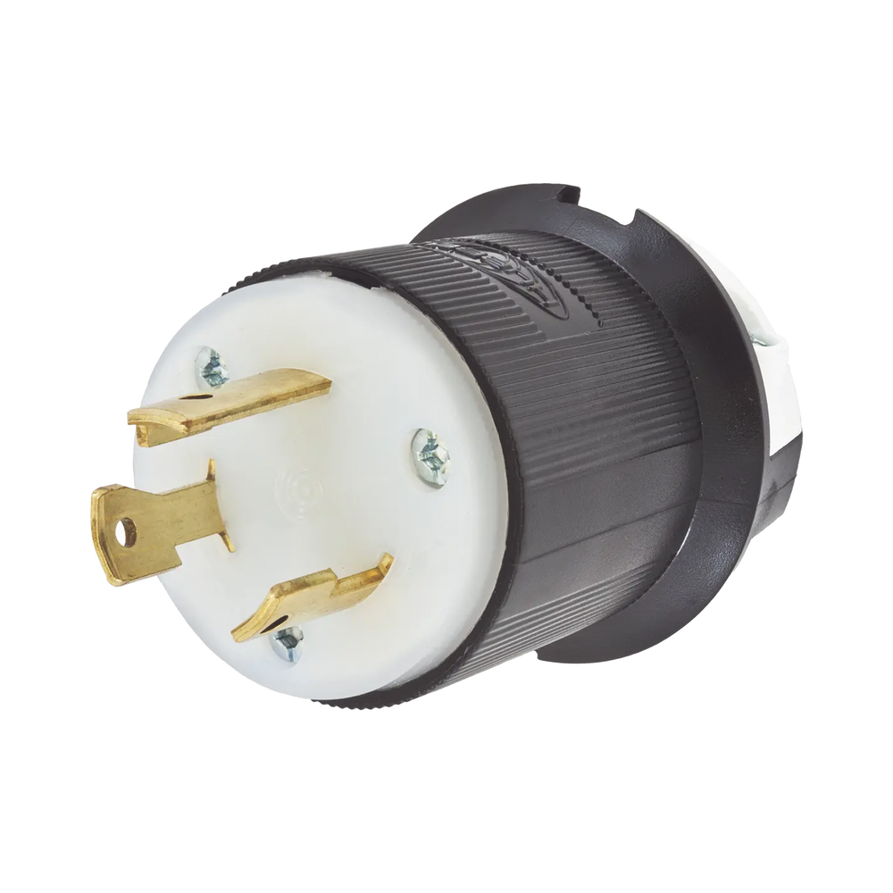 Clavija Industrial con Bloqueo de Media Vuelta / 30 A 125 V CA / 2 Polos 3 Hilos / Color Blanco y Negro / Nema L5-30P.