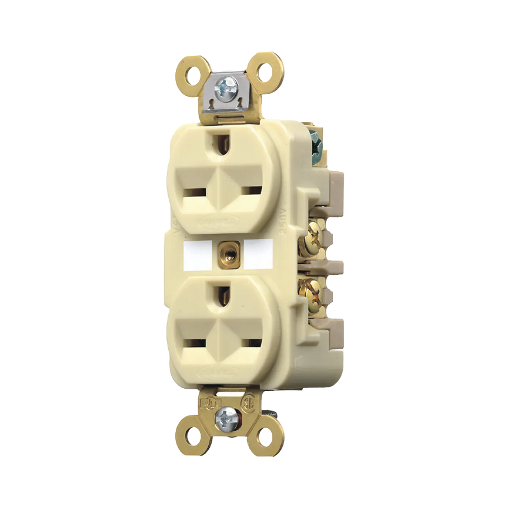 Contacto Dúplex 15 A 250 V / 2 Polos 3 Hilos / Nema 6-15R / Grado Industrial /Color Marfil.