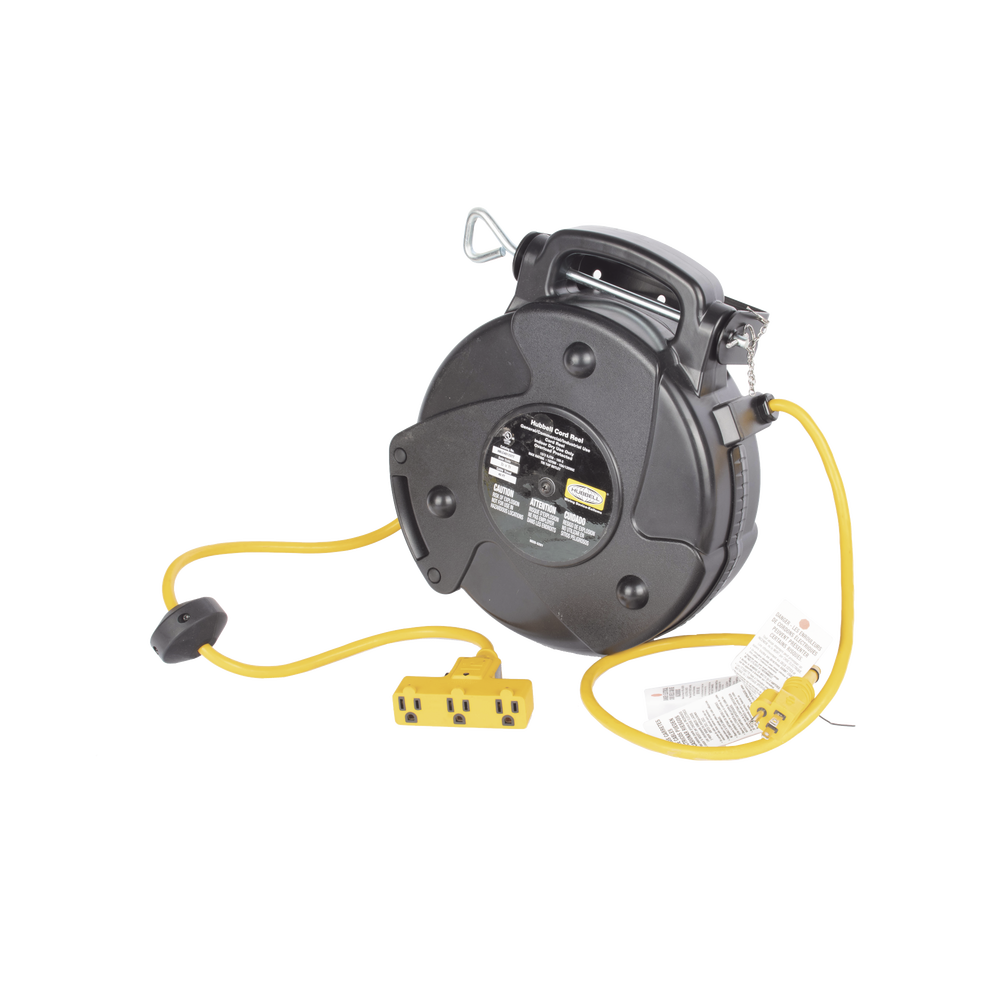 Carrete de Cable comercial (12/3 rudo), para 125 V CA, 12.2 m de longitud con salida triple de 15 A.