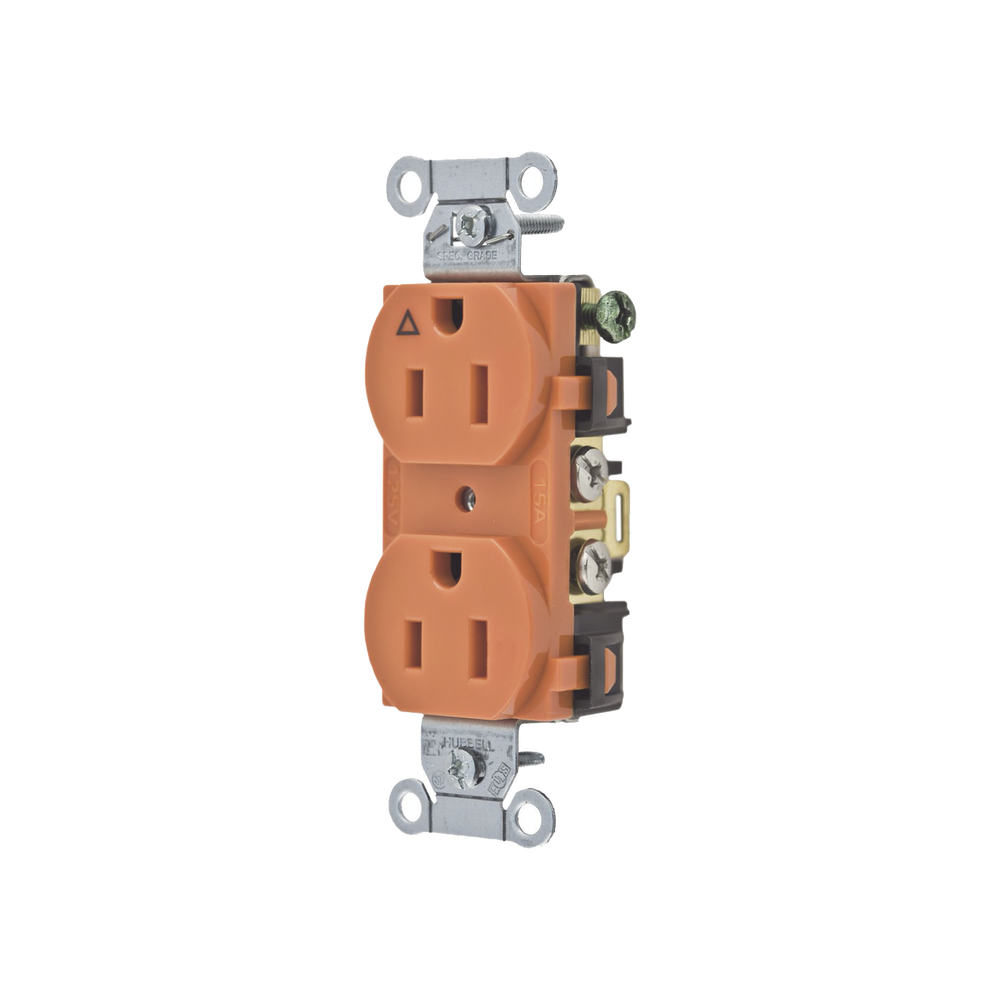 Contacto DÃºplex ConexiÃ³n a Tierra Aislada/ 15A 125V/ 2 polos 3 Hilos/ Nema 5-15R /Grado Comercial/ Color Naranja.