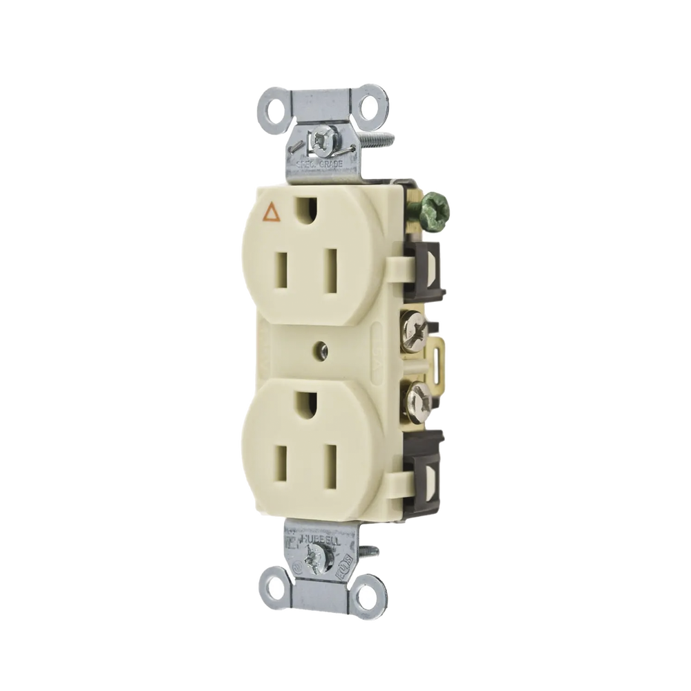 Contacto Dúplex Conexión a Tierra Aislada/ 15 A 125 V/ 2 Polos 3 Hilos/ Color Marfil/ Nema 5-15R/ Grado Comercial.