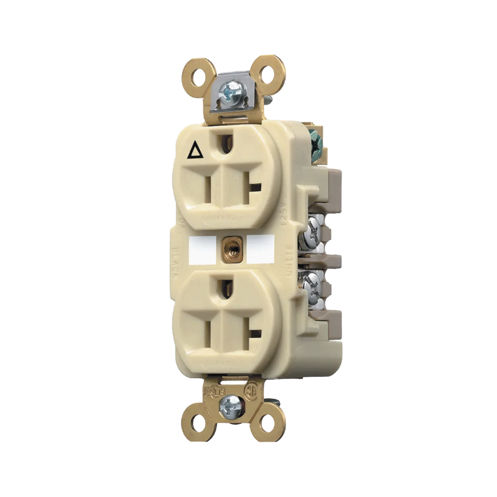Contacto Dúplex Conexión a Tierra Aislada/ 20 A 125 V/ 2 polos 3 Hilos/ Color Marfil/ Nema 5- 20R/ Grado Industrial.