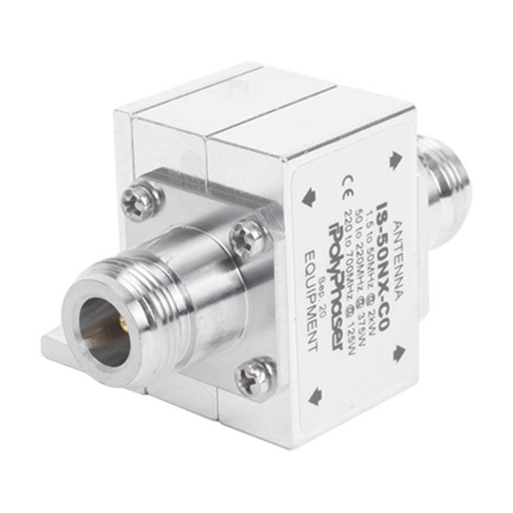 Protector RF Coaxial Para 1.5 a 700 Mhz Con Conectores N Hembra en Ambos Lados Con Ceja Lateral, 10 Años de Garantía