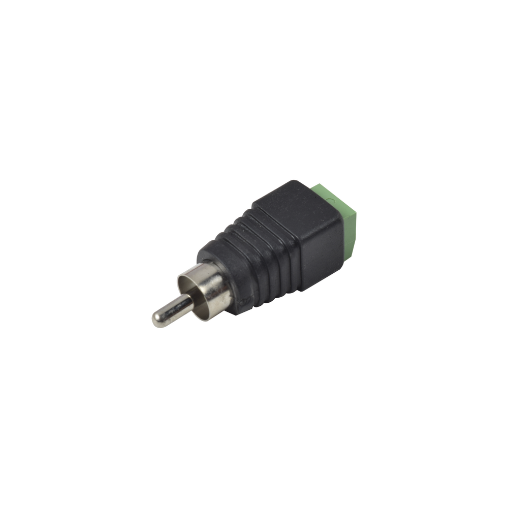 Adaptador RCA Macho Tipo Jack Polarizado / Terminales Tipo Tornillo / Polarizado (+/-) / Recomendado para Video y Audio en Sistemas de Video Vigilancia a 2 Hilos