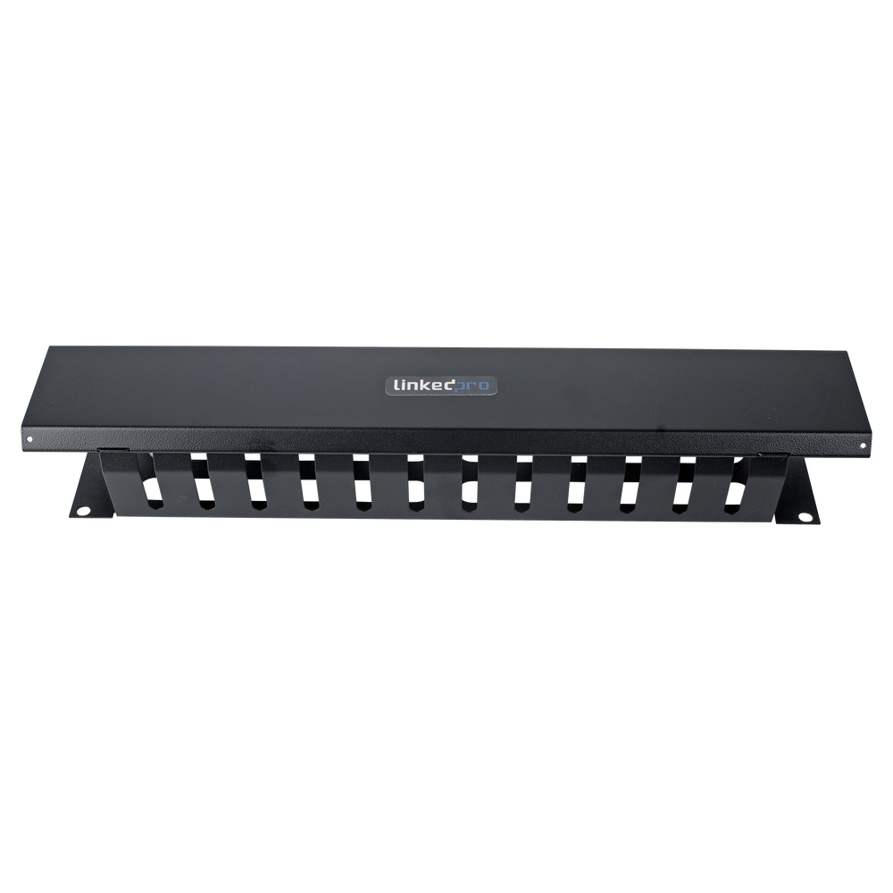 Organizador de Cables Horizontal de 2U para Rack de 19" con Cubierta Metálica