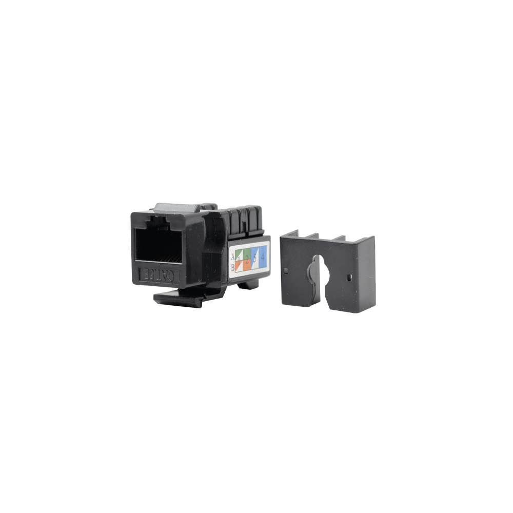 Módulo Jack Keystone Cat5e con terminación 110 (Punchdown) para faceplate - Color Negro