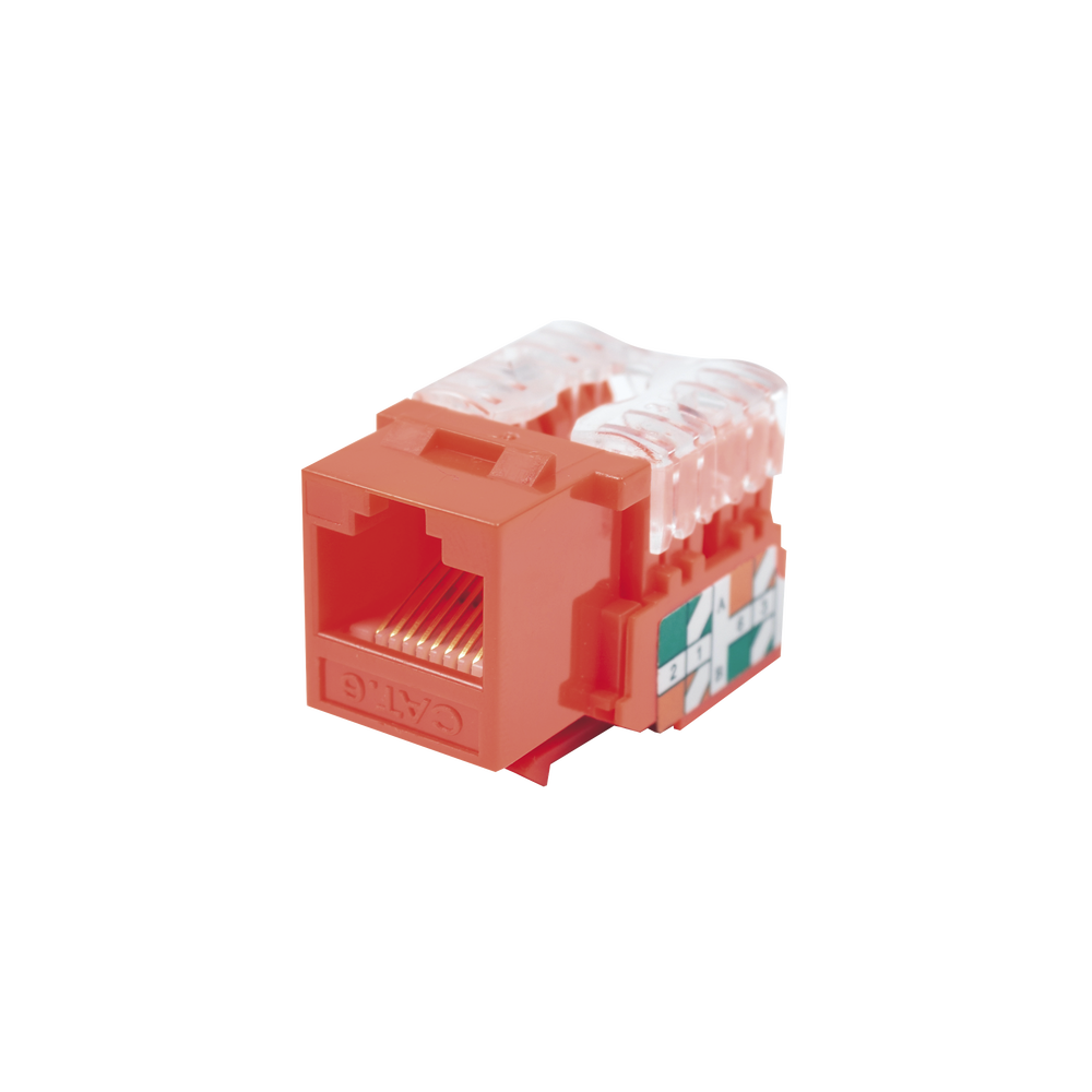 Módulo Jack Keystone Cat6 con terminación 110 (Punchdown) para faceplate - Color Rojo