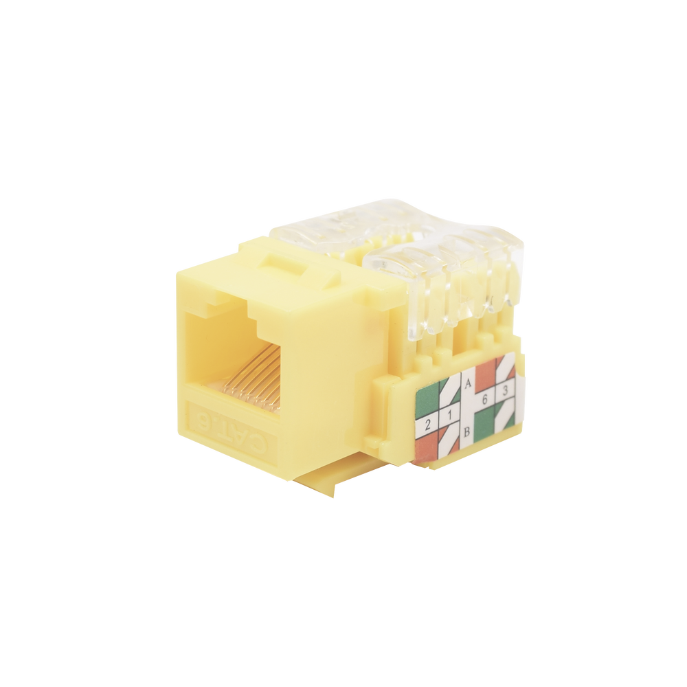 Módulo Jack Keystone Cat6 con terminación 110 (Punchdown) para faceplate - Color Amarillo